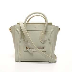 Celine Nano Luggage 2-way Leather Shoulder Bag, Green, WS26078